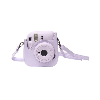 Для мини-камеры Fujifilm MINI12 Кожаный ремешок с мягкой обложкой-фиолетовый 1