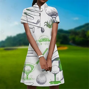 Женская одежда для гольфа, цельный летний костюм для занятий фитнесом и спортом, Удобное быстросохнущее теннисное платье с коротким рукавом, спортивная одежда на открытом воздухе 12