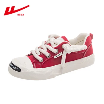 Женские красные парусиновые ботинки WARRIOR на шнуровке, повседневная Женская обувь для ходьбы, дышащие кроссовки Tenis Feminino Zapatos Mujer 1