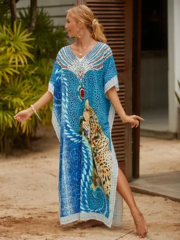 Женские летние пляжные платья 2023 в богемном стиле, халат больших размеров, купальники-бикини в индийском народном стиле 18