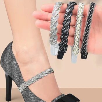 Женские шнурки на высоком каблуке, Регулируемый ремень для обуви на щиколотке, Удерживающий связку шнурков для обуви, ремешки для галстуков, Эластичный шнурок со стразами 9