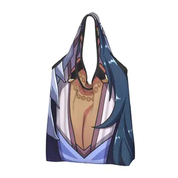 Забавная сумка для покупок с принтом Genshin Impact Kaeya Tiddies, портативная сумка для покупок в аниме-играх 9