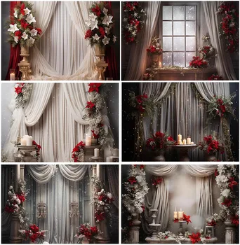 Занавес при свечах, Фоны на День Святого Валентина, Цветы на окне, Декор свадебной церемонии, Фотография баннера, Романтические фоны 19