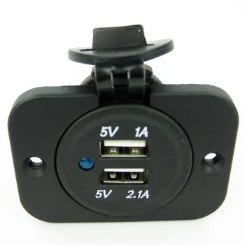 Заподлицо Монтируемое Морское Двойное USB Зарядное Устройство Boat Standard Nut Blue LED Задняя Панель 12V 10