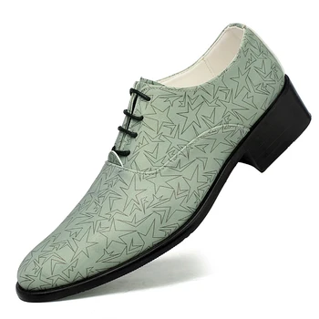 Зелено-белые модельные туфли мужские Новые модные официальные туфли свадебные туфли на плоской подошве повседневные оксфорды для вечеринок с острым носком 9