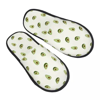 Зимние женские и мужские модные Пушистые теплые тапочки с рисунком Авокадо, домашние тапочки, забавная обувь 15
