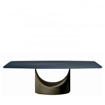 Итальянское креативное сочетание обеденного стола и стула современный простой прямоугольный обеденный стол из импортной каменной доски легкой роскоши 6