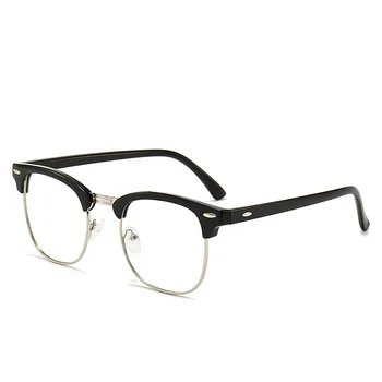 Классические очки с защитой от синего света без оправы, мужские очки с квадратным фильтром лучей, компьютерные женские очки 12