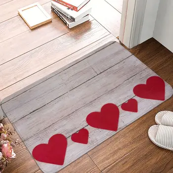 Коврик для ванной комнаты Red Heart Love Wood Welcome Мягкий коврик для входа в дом, гостиную, Впитывающий коврик для пола, Дверной коврик, коврик для ванной