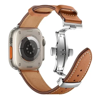 Кожаный ремешок для Apple Watch Band 45 мм 41 мм 44 мм 40 мм 42 мм 38 мм Ultra 49 мм Ремешок для часов Iwatch Серии 8 7 SE 6 5 4 3 Браслет