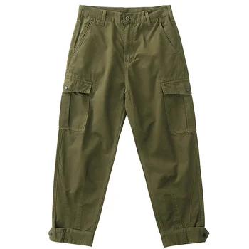Комбинезон мужской хлопковый майский цвета хаки в стиле ретро армейского зеленого, широкие прямые повседневные брюки 10