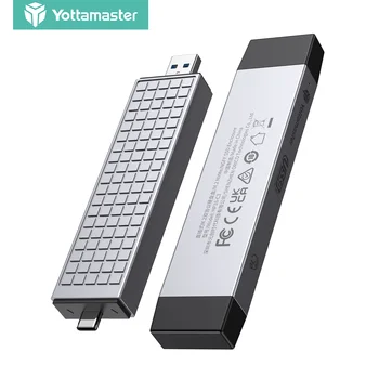Корпус твердотельного накопителя Yottamaster M.2 10 Гбит /с USBC /A U-Disk NVMe и SATA с двойным протоколом M.2 Корпус с радиатором, без кабеля SSD Caddy 3