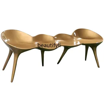 Креативная скамейка бронзовой формы из стеклопластика с сиденьем Caterpillar для отдыха на открытом воздухе 5