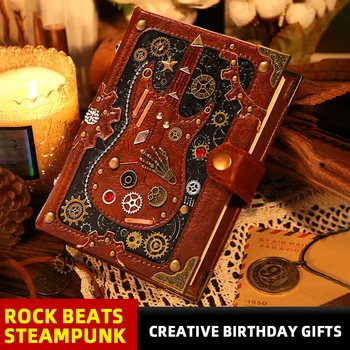 Креативный блокнот ручной работы, дневник гитариста в стиле панк-рок, записная книжка в стиле Ретро, Кожаная ручная книга 7