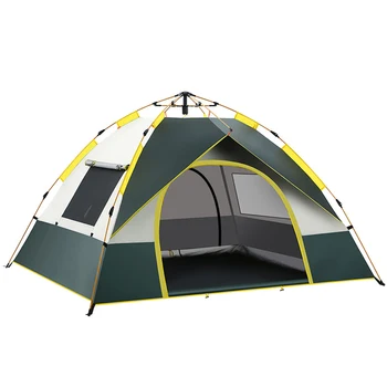Купольная палатка для кемпинга на 3-4 человека, всплывающая палатка, уличная палатка, Ветрозащитное и непромокаемое укрытие для кемпинга, защищающее от ультрафиолета, Оборудование для кемпинга 19