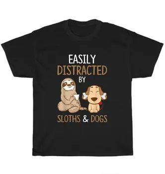 Легко отвлекаться на ленивцев и собак, футболка с изображением ленивца, Любителя щенков, подарок унисекс с длинными рукавами 11