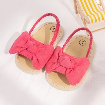 Летние повседневные сандалии с бантиком для маленьких девочек, обувь на нескользящей мягкой подошве для школьной вечеринки на открытом воздухе 8