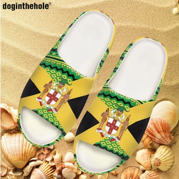 Летние тапочки с собачьей норой для женщин и мужчин, Кокосовые тапочки с принтом флага Ямайки, Уличные пляжные сандалии chanclas de verano mujer 1