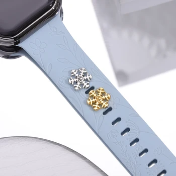 Металлические декоративные подвески в виде снежного цветка для Apple Watch, аксессуары для силиконового ремешка, украшения для ногтей, милые украшения для браслета Iwatch