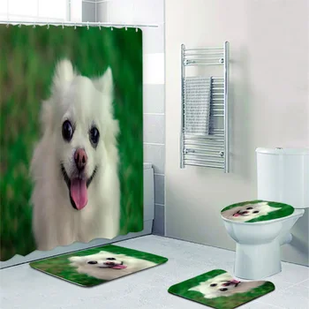 Милый Портрет улыбающейся собаки чихуахуа Крупным планом, Занавески для ванной, Набор штор для ванной, Декор коврика для ванной, щенка, домашнего животного 16