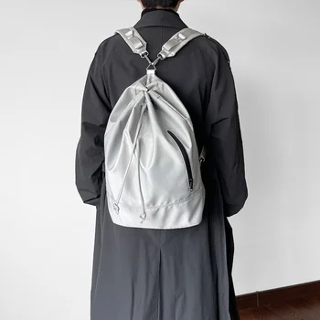 Модная японская однотонная нейлоновая сумка через плечо для мужчин и женщин 2024 Новый простой практичный персонализированный рюкзак 7