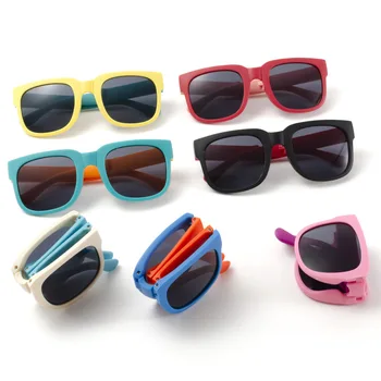 Модные детские складные солнцезащитные очки, новые сверхлегкие детские солнцезащитные очки ярких цветов, портативные очки в квадратной оправе для девочек и мальчиков 16