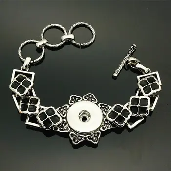 Модный Очаровательный браслет с квадратным узором, 22 см, 18 мм, пуговицы, ювелирные изделия оптом SG0141