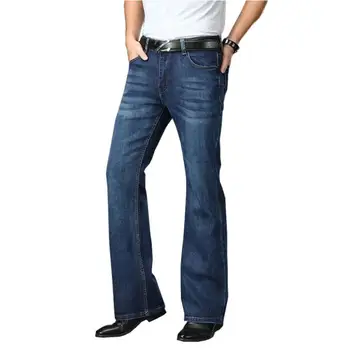 Мужские расклешенные джинсы 2023 года, мужские дизайнерские классические джинсы с высокой талией, стрейчевые Свободные расклешенные джинсовые брюки w558 17