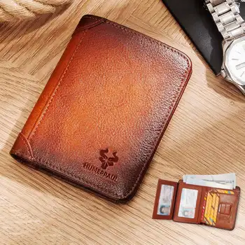 Мужской кошелек из натуральной кожи HUMERPAUL HOT Slim Trifold с RFID-блокировкой, держатель для кредитных карт, Классические мужские сумки-клатчи для денег