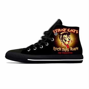 Музыка кошки Певец рок-группы Модная забавная повседневная тканевая обувь с высоким берцем Легкие Дышащие мужские И женские кроссовки с 3D принтом 14