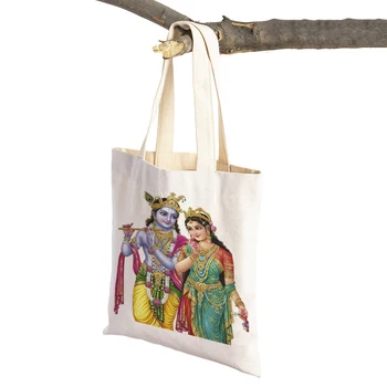 Мультяшный индийский Шива Ганеша, повседневная женская сумка для покупок, двойная печать, Мифология, холст, дорожная сумка для девочек, сумки для покупок, сумки для покупок 19