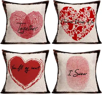 Наволочка на День Святого Валентина, Черная фраза в форме сердца, серия романтических льняных квадратных подушек, украшение для дома 16