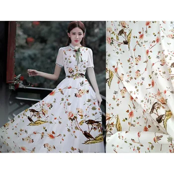 Настоящие ткани из шелка тутового дерева для пошива платья, 16 мм крепдешин, Атласная ткань с цветочным принтом, широкий жаккард Оптом и в розницу