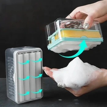 Новая коробка для мыла для мытья рук Многофункциональная коробка для мыльных пузырей Бытовой Автоматический ролик для слива мыла Тип дренажа для мыла для стирки 11
