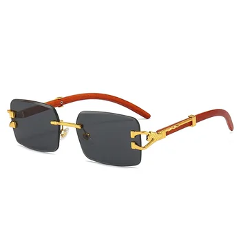 Новая мода бескаркасные солнцезащитные очки мужская индивидуальность леопардовое дерево зеркальная ножка квадратная рамка солнцезащитные очки женский прилив