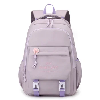 Новая простая однотонная школьная сумка для девочек с несколькими карманами, модный нейлоновый женский рюкзак, женские дорожные сумки большой емкости, рюкзак 7