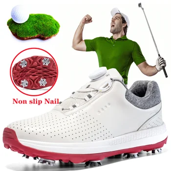 Новые летние мужские ботинки для гольфа, кожаные водонепроницаемые нескользящие кроссовки для тренировок по гольфу 6