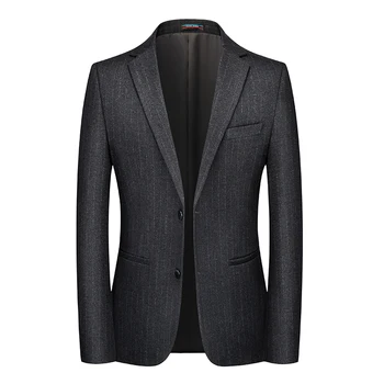 Новый мужской элегантный деловой блейзер M-6XL из бутика С двумя лацканами и карманами с длинным рукавом, Свадебный повседневный мужской пиджак 19