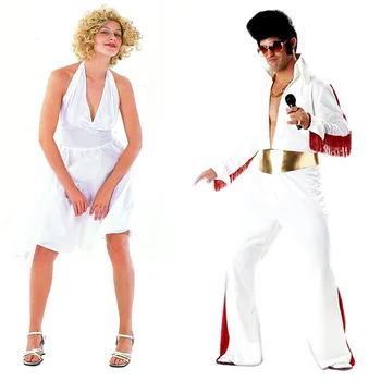 Одежда Элвиса Пресли, Мэрилин Монро, платье Cos, костюмы для косплея, одежда для костюмированной вечеринки на Хэллоуин, одежда для певицы, Белая одежда для взрослых 15