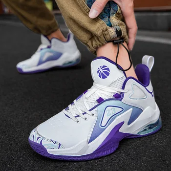 Оригинальная брендовая Фиолетовая мужская баскетбольная спортивная обувь, Уличные профессиональные кроссовки, Мужская нескользящая воздушная мужская спортивная обувь 8