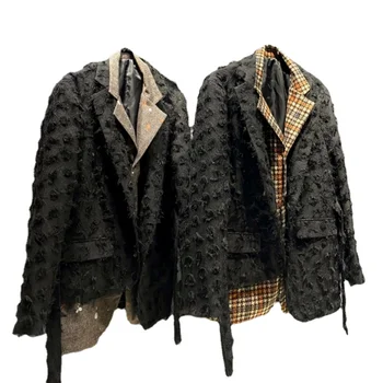 Осенне-зимние потертые мужские пальто в стиле ретро, костюм нестандартного дизайна, мужская и женская свободная модная куртка 17