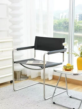 Офисное кресло для отдыха Bauhaus, антикварное обеденное кресло, Скандинавское кресло из нержавеющей стали, встроенное кресло 16