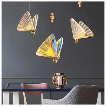 Подвесные светильники Nordic LED, люстры современной модели Butterfly, лампа для внутреннего освещения, домашний декор, спальня, гостиная, прикроватная лестница.