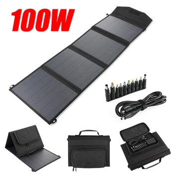 Портативная солнечная панель Складная сумка 100 Вт Аварийный мобильный банк питания USB зарядное устройство для солнечных батарей на открытом воздухе для кемпинга Зарядное устройство для аккумулятора 3