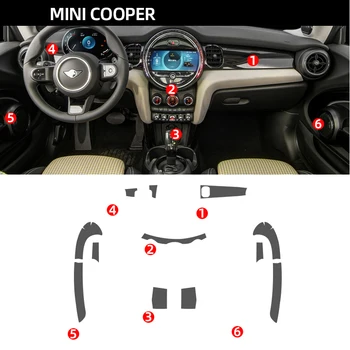 Прозрачная Пленка Tpu для Автомобиля BMW Mini Cooper 2021 Защищает Внутренние Наклейки Центральной Консоли Приборной Панели Измерителя Скорости Шестерни Дверной Панели 14