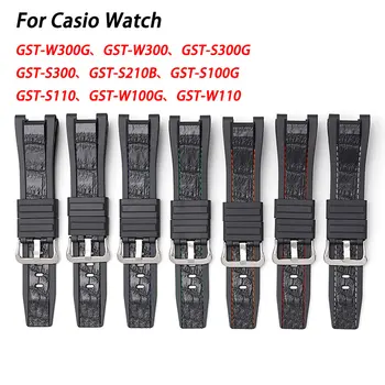 Резиновый Кожаный Ремешок Для часов Casio GST-W300G GST-W300 GST-S300G GST-S300 GST-S210B GST-S100G GST-S110 GST-W100G GST-W110 17