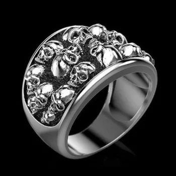 Ретро богемное кольцо с черепом, модное мужское кольцо в стиле панк, Преувеличенный уличный аксессуар для вечеринки в честь Хэллоуина, Размер Us6-10 18