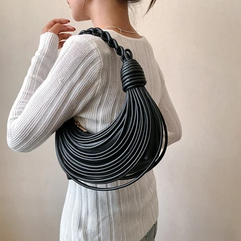 Роскошная дизайнерская женская сумка из искусственной кожи под мышками, плетеная сумка с электропроводом, сумка-мессенджер, клецка через плечо, сумка-мессенджер 19