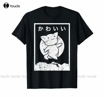 Рубашка с кавайным котом. Футболка с аниме в стиле ретро, мужская новая брендовая футболка, хлопковая одежда, футболки с принтом 16