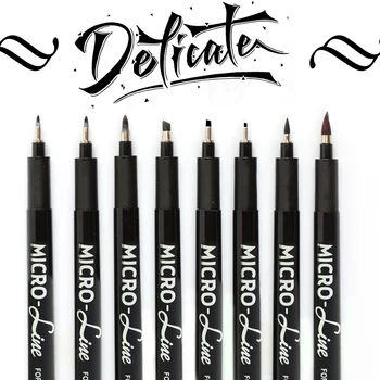 Ручные ручки для надписей, каллиграфическая кисть, пигментная подводка, микрон-ручка, набор черных маркеров для рисования художником, техническим специалистом, новичками